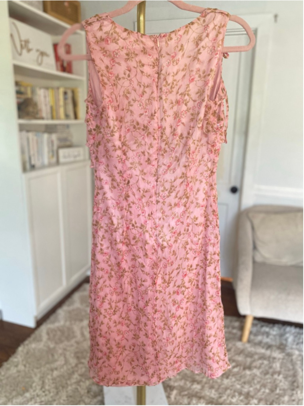 X’pect Vintage Y2K Pink Silk Floral Ruffle Mini Dress Coquette Romantic Barbie S - Picture 3 of 7